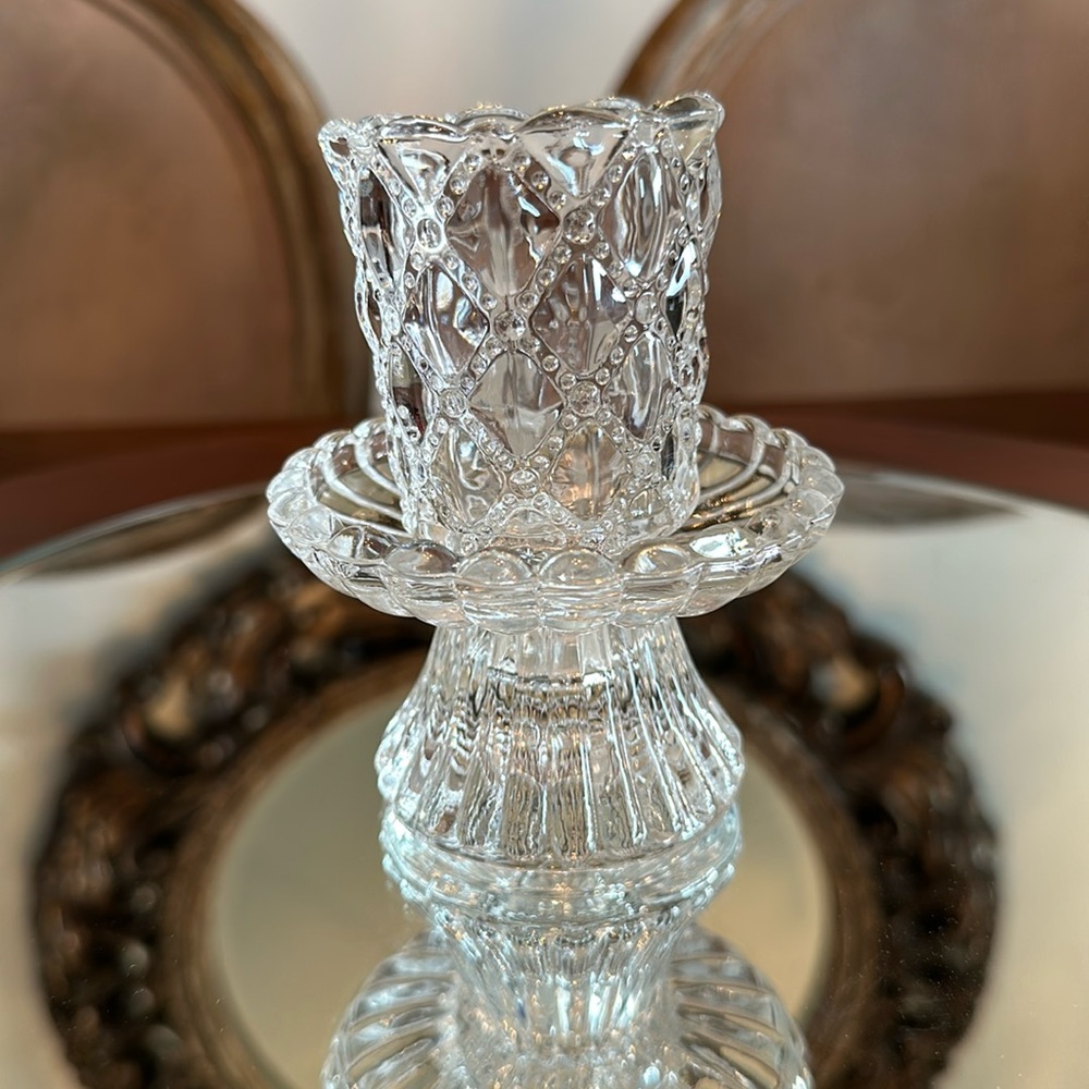 PartyLite 2 piece Quilted Diamond Pattern Votive Holder